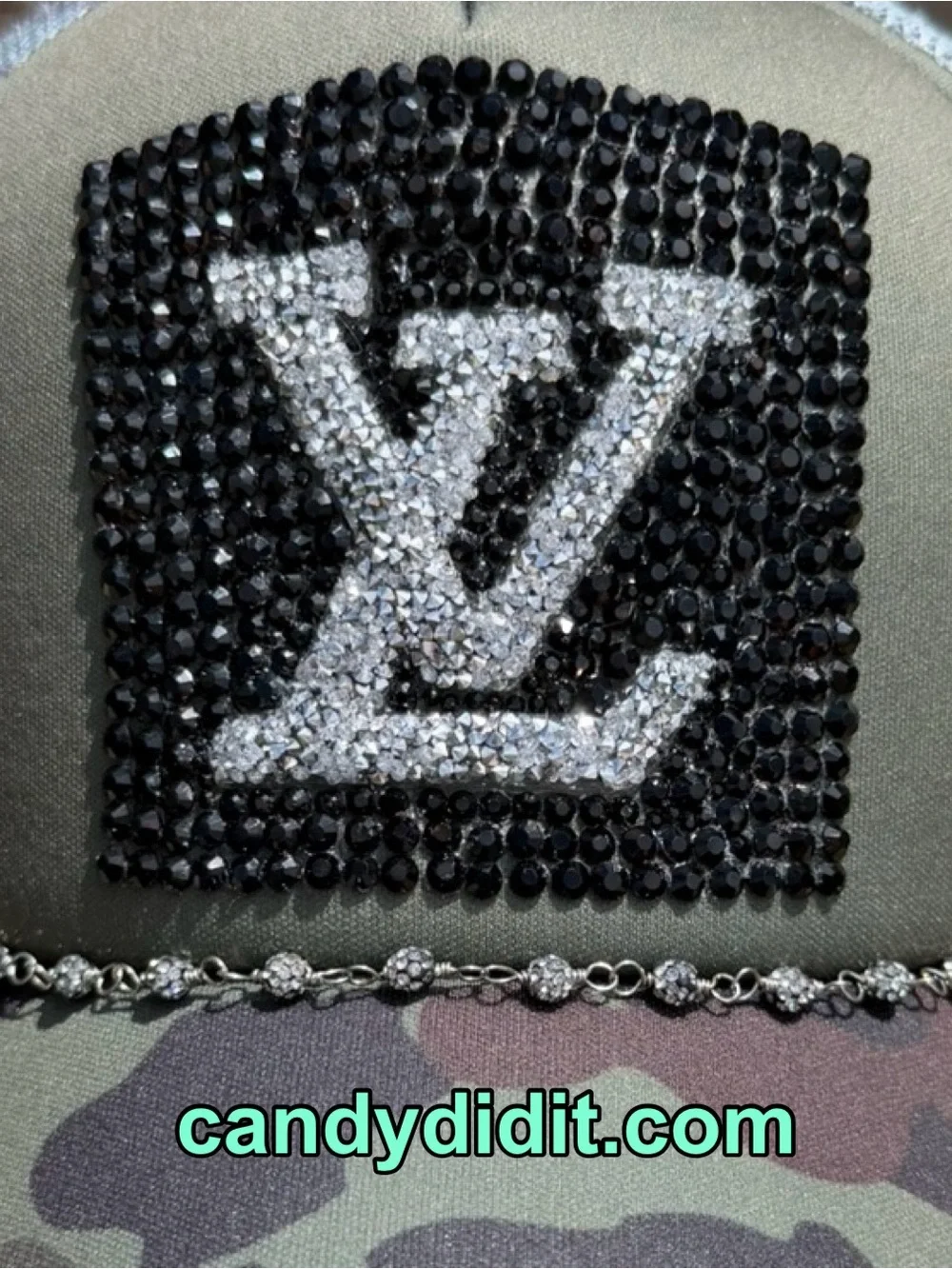 New Handmade Camo  Couture Logo Bling Trucker Hat